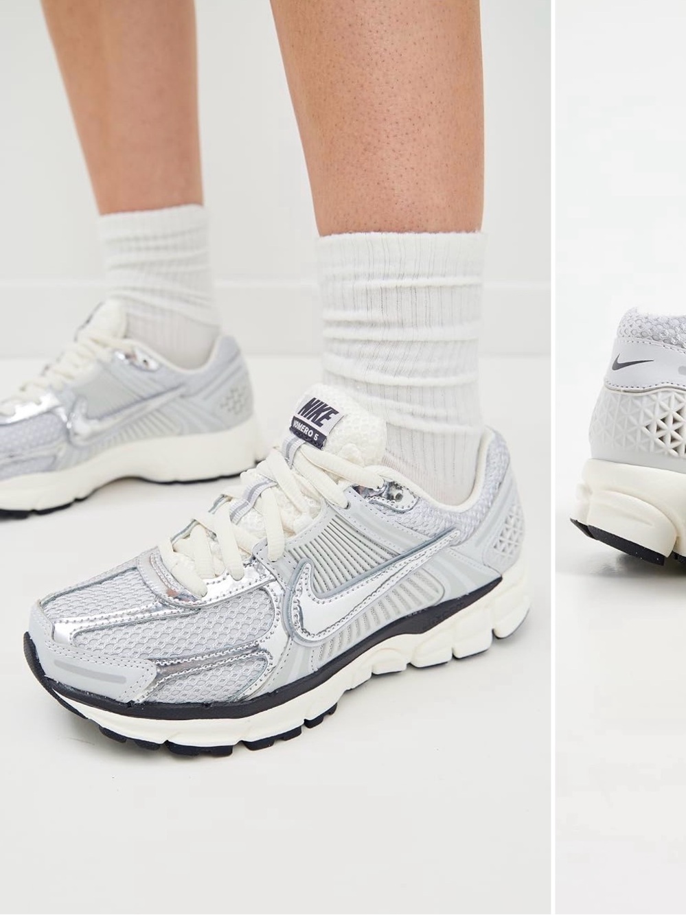 Nike Women's Silver and White Athletic Sneakers